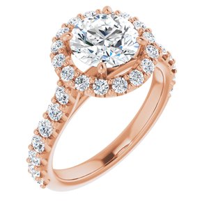 14K Rose  7.4 mm Round Engagement Ring Mounting