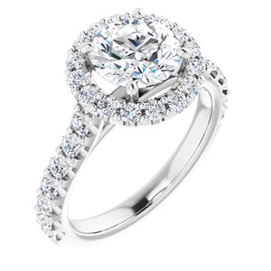 Platinum  7.4 mm Round Engagement Ring Mounting