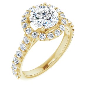 14K Yellow  7.4 mm Round Engagement Ring Mounting