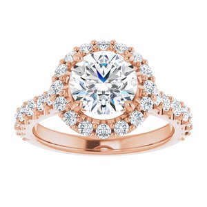 14K Rose  7.4 mm Round Engagement Ring Mounting