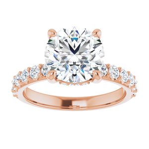 14K Rose  8.8 mm Round Engagement Ring Mounting