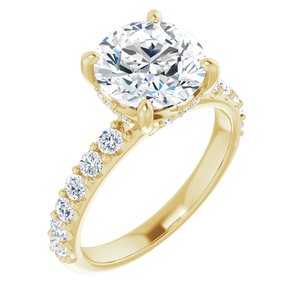 14K Yellow  8.8 mm Round Engagement Ring Mounting