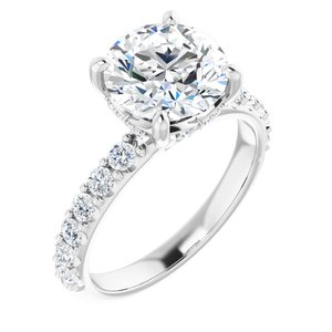 Platinum  8.8 mm Round Engagement Ring Mounting