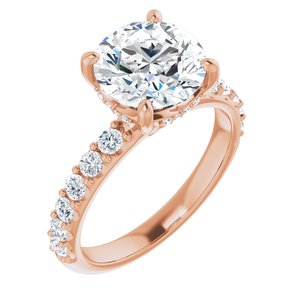 14K Rose  8.8 mm Round Engagement Ring Mounting