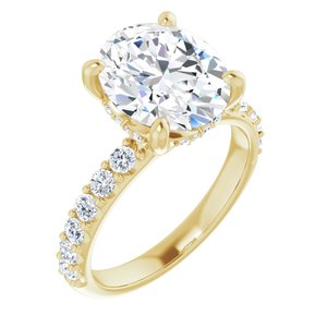 14K Yellow  11x9 mm Oval Engagement Ring Mounting