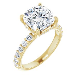 14K Yellow  9x9 mm Cushion Engagement Ring Mounting