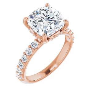 14K Rose  9x9 mm Cushion Engagement Ring Mounting