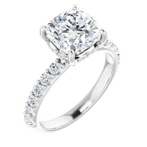 Platinum  8x8 mm Cushion Engagement Ring Mounting