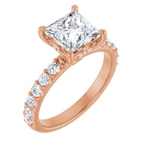 14K Rose  6.5x6.5 mm Square Engagement Ring Mounting