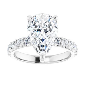 Platinum  12x8 mm Pear Engagement Ring Mounting