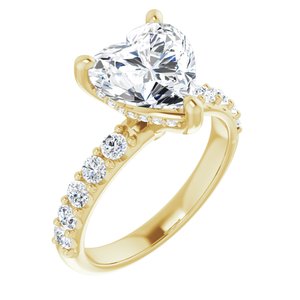 14K Yellow  9x9 mm Heart Engagement Ring Mounting