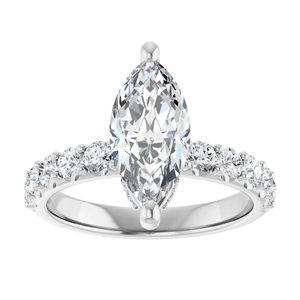 Platinum  12x6 mm Marquise Engagement Ring Mounting