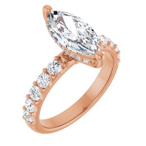 14K Rose  12x6 mm Marquise Engagement Ring Mounting