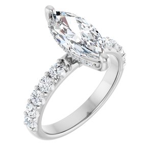 Platinum  12x6 mm Marquise Engagement Ring Mounting