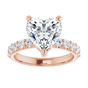 14K Rose  9x9 mm Heart Engagement Ring Mounting