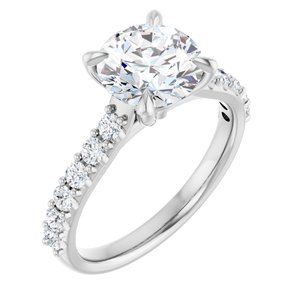 Platinum  8 mm Round Engagement Ring Mounting