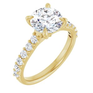 14K Yellow  8 mm Round Engagement Ring Mounting