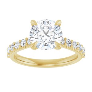 14K Yellow  8 mm Round Engagement Ring Mounting