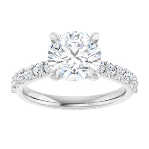 Platinum  8 mm Round Engagement Ring Mounting