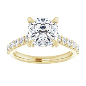 14K Yellow  8x8 mm Cushion Engagement Ring Mounting