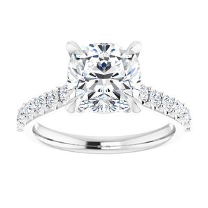 Platinum  8x8 mm Cushion Engagement Ring Mounting