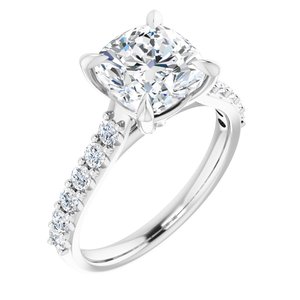 Platinum  8x8 mm Cushion Engagement Ring Mounting