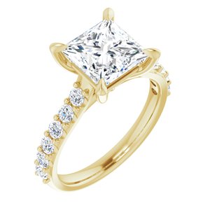 14K Yellow  7.5x7.5 mm Square Engagement Ring Mounting