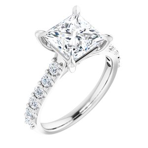 Platinum  7.5x7.5 mm Square Engagement Ring Mounting