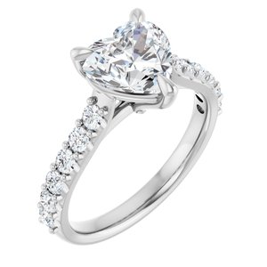 Platinum  8x8 mm Heart Engagement Ring Mounting