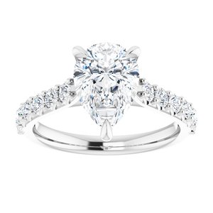 Platinum  10x7 mm Pear Engagement Ring Mounting