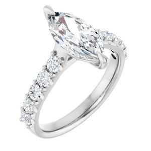 Platinum  12x6 mm Marquise Engagement Ring Mounting