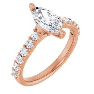 14K Rose  10x5 mm Marquise Engagement Ring Mounting