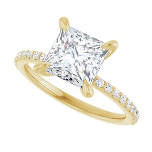 14K Yellow  7 mm Square Engagement Ring Mounting