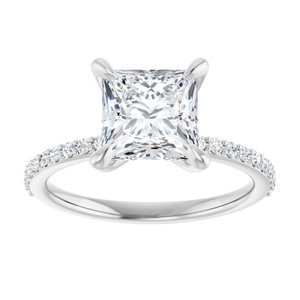 Platinum  7 mm Square Engagement Ring Mounting