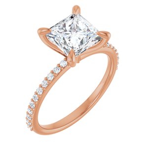 14K Rose  7 mm Square Engagement Ring Mounting