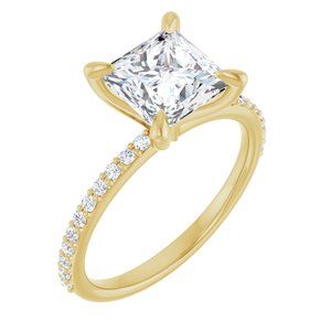 14K Yellow  7 mm Square Engagement Ring Mounting