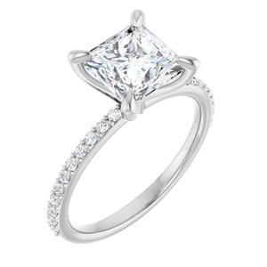 Platinum  7 mm Square Engagement Ring Mounting