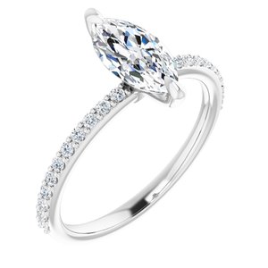 Platinum  10x5 mm Marquise Engagement Ring Mounting