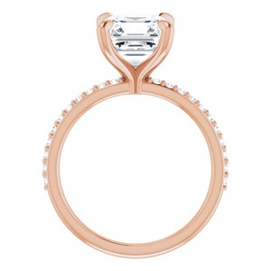 14K Rose  8 mm Asscher Engagement Ring Mounting