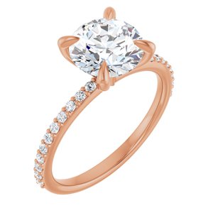 14K Rose  8 mm Round Engagement Ring Mounting