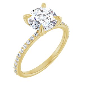 14K Yellow  8 mm Round Engagement Ring Mounting