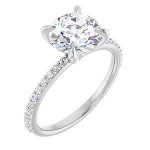 Platinum  8 mm Round Engagement Ring Mounting