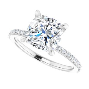 Platinum  8 mm Cushion Engagement Ring Mounting