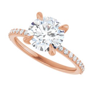 14K Rose  8 mm Round Engagement Ring Mounting