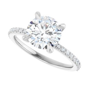 Platinum  8 mm Round Engagement Ring Mounting