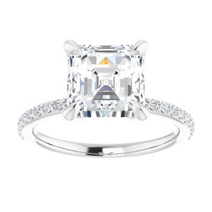 Platinum  8 mm Asscher Engagement Ring Mounting