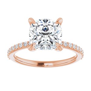 14K Rose  8 mm Cushion Engagement Ring Mounting