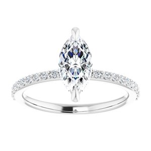 Platinum  10x5 mm Marquise Engagement Ring Mounting