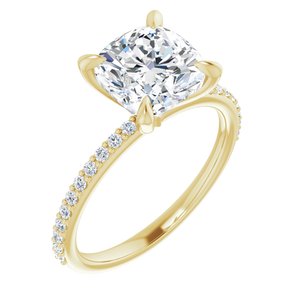 14K Yellow  8 mm Cushion Engagement Ring Mounting