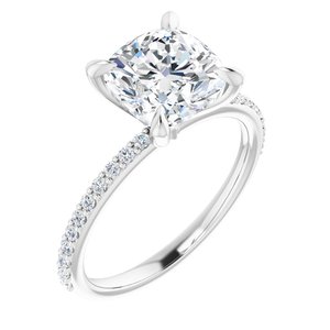 Platinum  8 mm Cushion Engagement Ring Mounting